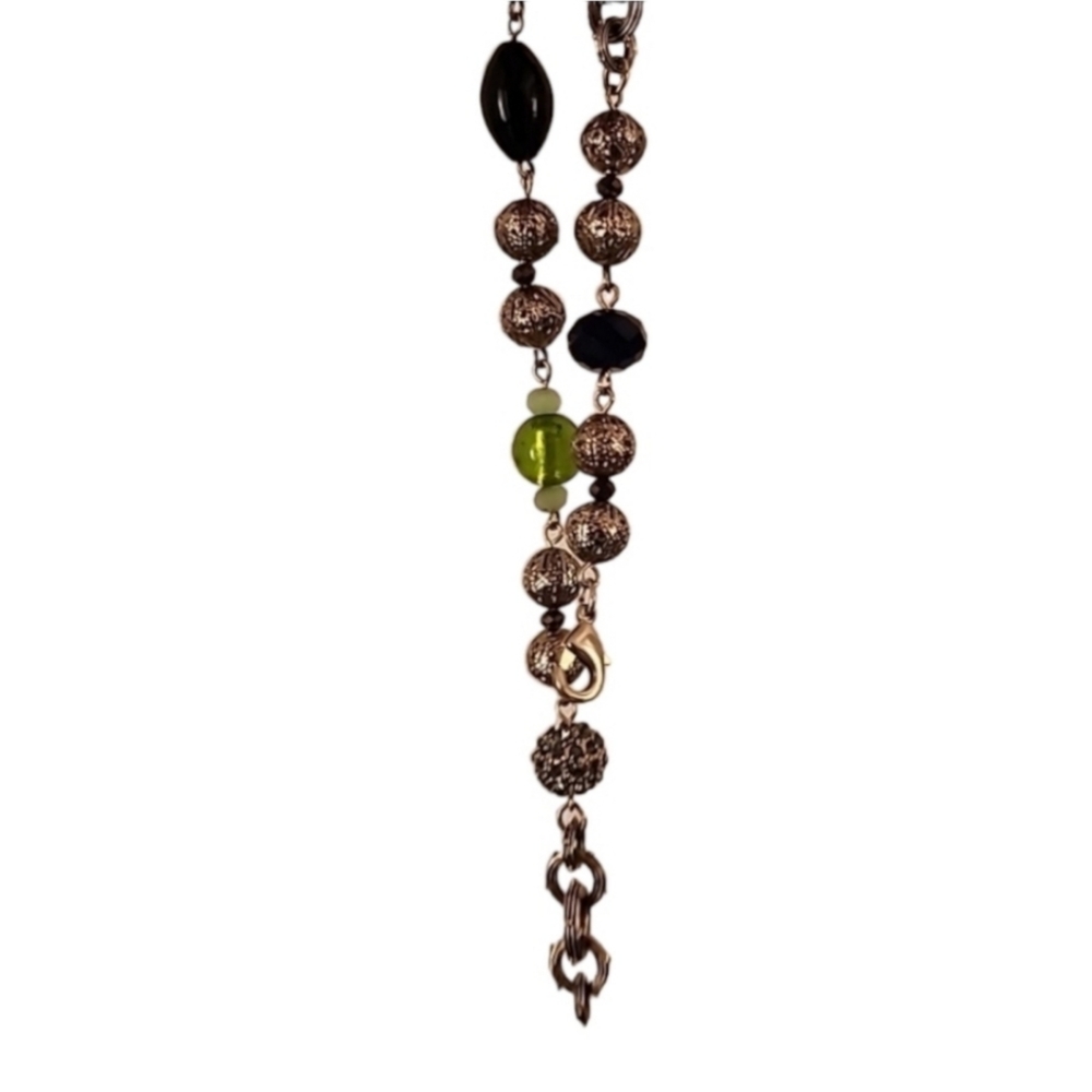 VINTAGE Chunky Glass Bead Charm Bracelet Anklet Boho Moroccan Style Statement - Picture 3 of 16